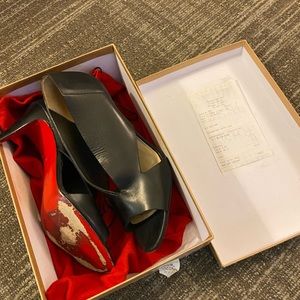Christian Louboutin black open toed heels. Size 40.5